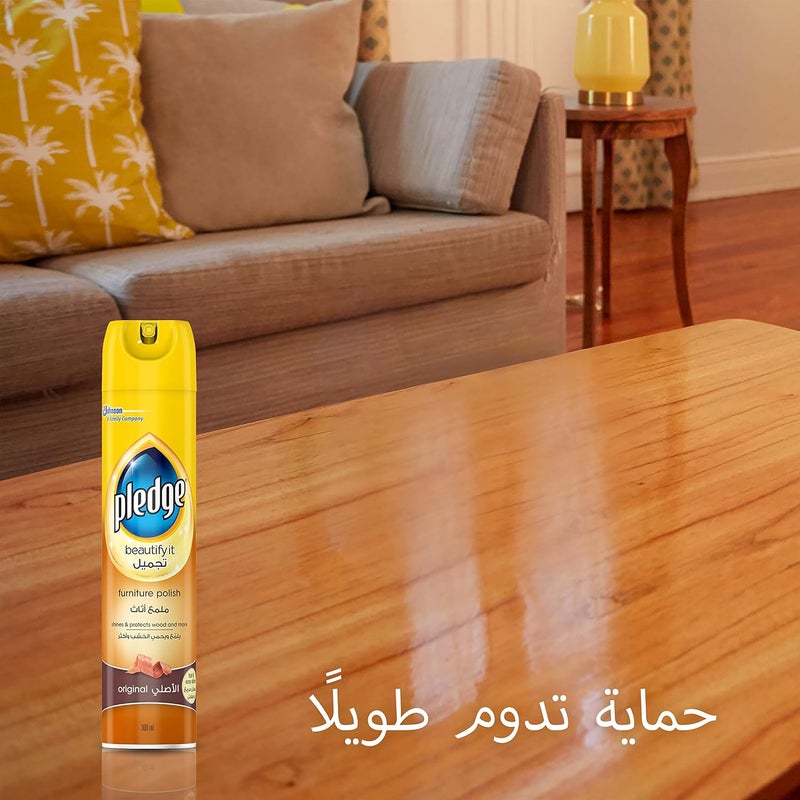 Pledge Furniture Polish Original, 300ml - Gentle Wood Cleaner with Lasting Fragrance - Image 4