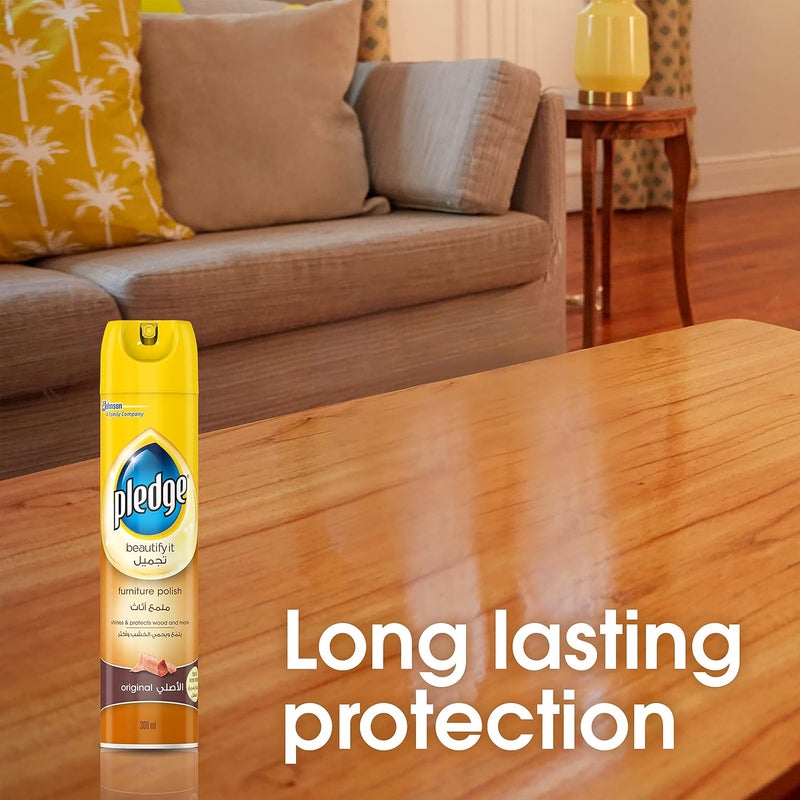 Pledge Furniture Polish Original, 300ml - Gentle Wood Cleaner with Lasting Fragrance - Image 3