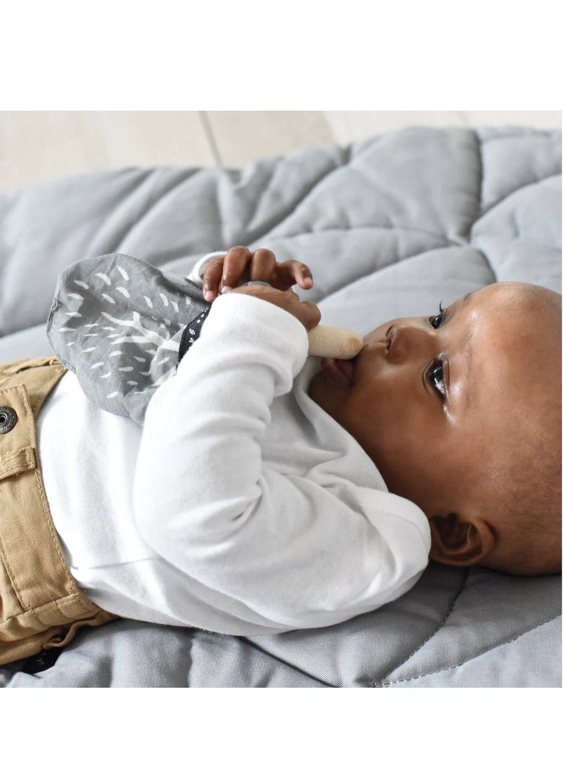 Wee Gallery Crinkle Teether – Acorn wooden Teething Ring With Crinkle Material Teether toy providing substantial grip- Soothing Infant teether With Crinkle Sound for 4-8 moths baby - Image 2