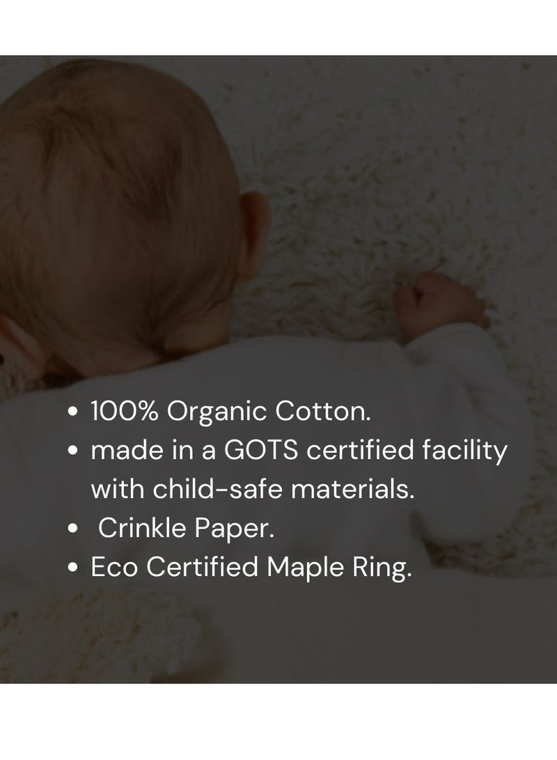 Wee Gallery Crinkle Teether – Acorn wooden Teething Ring With Crinkle Material Teether toy providing substantial grip- Soothing Infant teether With Crinkle Sound for 4-8 moths baby - Image 5