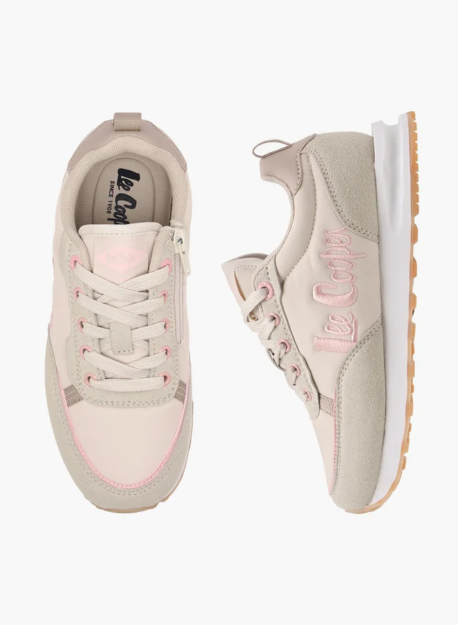 Lee Cooper Girls' Panelled Lace-Up Sneakers with Pull Tabs