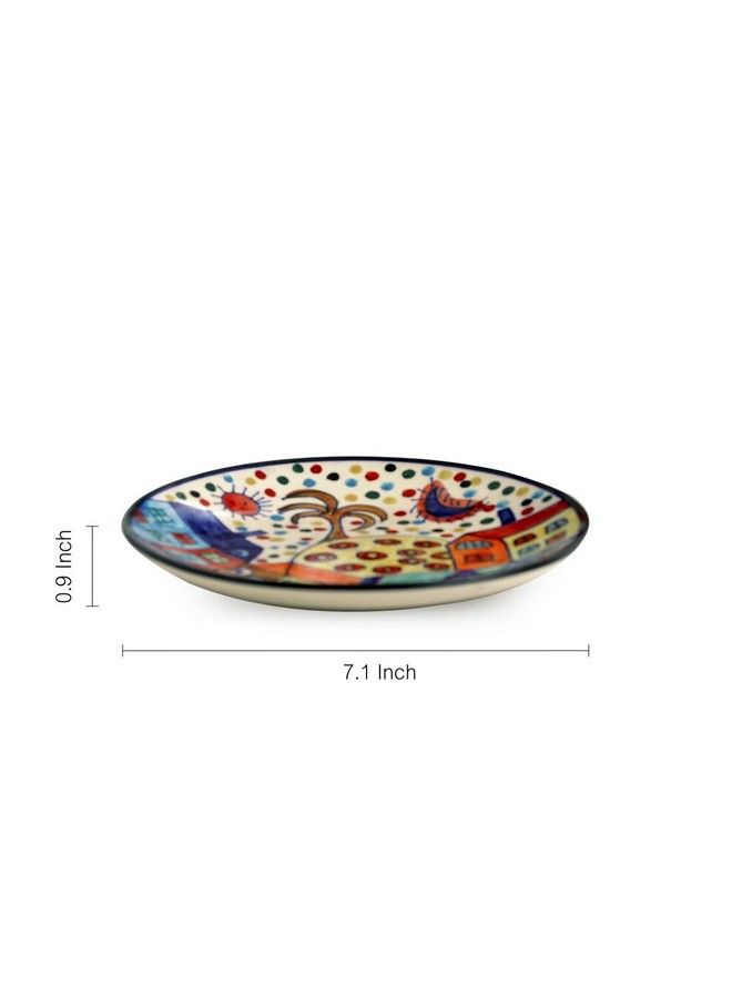 ExclusiveLane Hut Handpainted Ceramic Side Plates & Ceramic Plates For Dinner Quarter Plates (2 Pieces Dishwasher & Microwave Safe) Multicolor Standard (El 005 463)  - Image 5