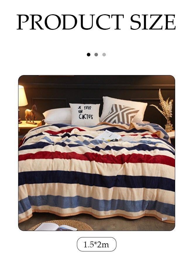 DUNISO Flannel blanket, wool thickened edge wrapped sofa blanket, nap blanket, suitable for all seasons, suitable for beds, sofas, and furniture, 1.5 * 2m ﻿  - Image 2