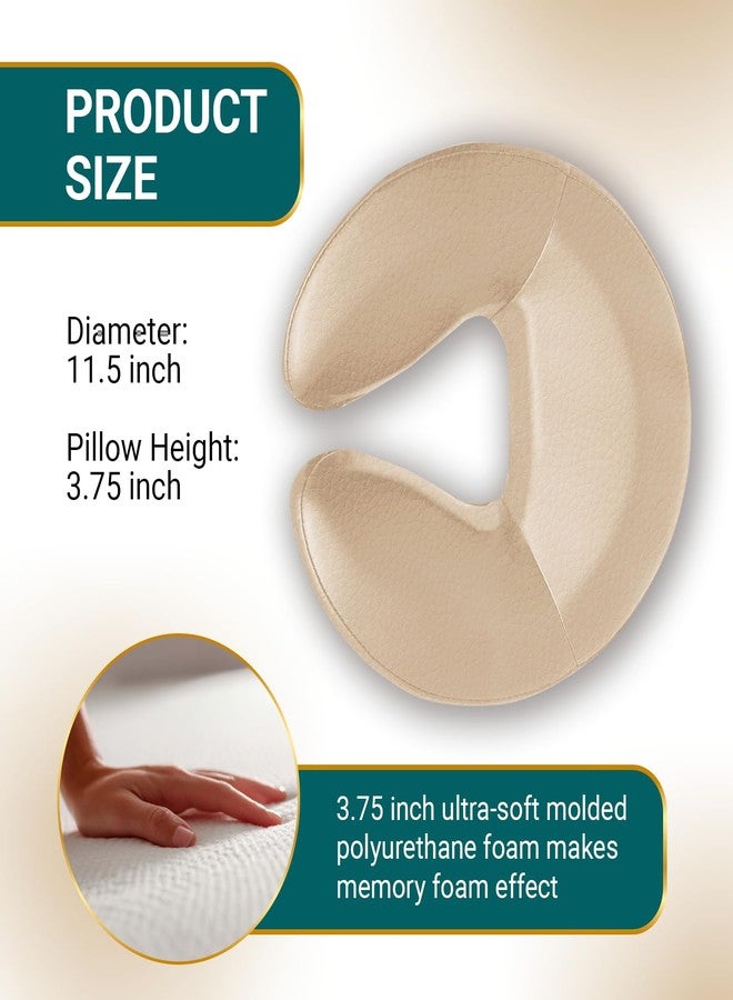 EASY SPA Premium Massage Face Cradle Cushion Memory Foam, Massage Pillow Face Down for Massage Table, PU Leather U Shaped Pillow (Beige) - Image 2