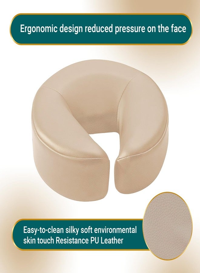 EASY SPA Premium Massage Face Cradle Cushion Memory Foam, Massage Pillow Face Down for Massage Table, PU Leather U Shaped Pillow (Beige) - Image 5