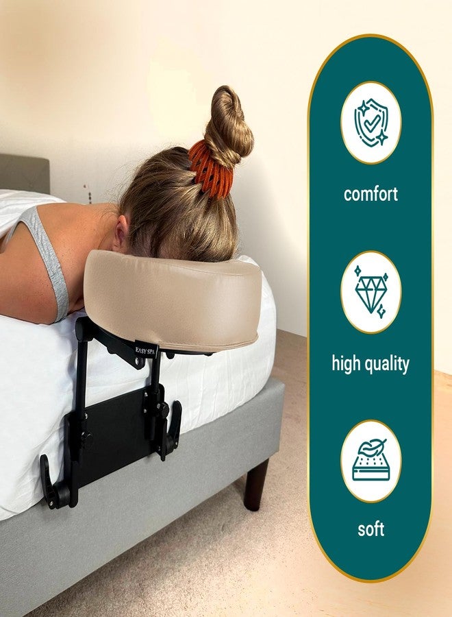 EASY SPA Premium Massage Face Cradle Cushion Memory Foam, Massage Pillow Face Down for Massage Table, PU Leather U Shaped Pillow (Beige) - Image 3