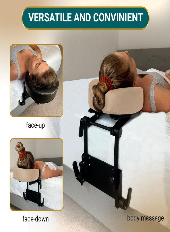 EASY SPA Premium Massage Face Cradle Cushion Memory Foam, Massage Pillow Face Down for Massage Table, PU Leather U Shaped Pillow (Beige) - Image 4