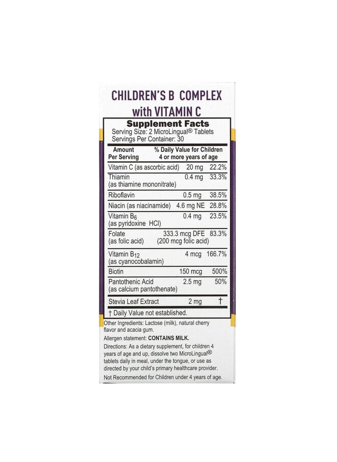 Superior Source Children's B Complex with Vitamin C, 60 MicroLingual Instant Dissolve Tablets  - Image 3