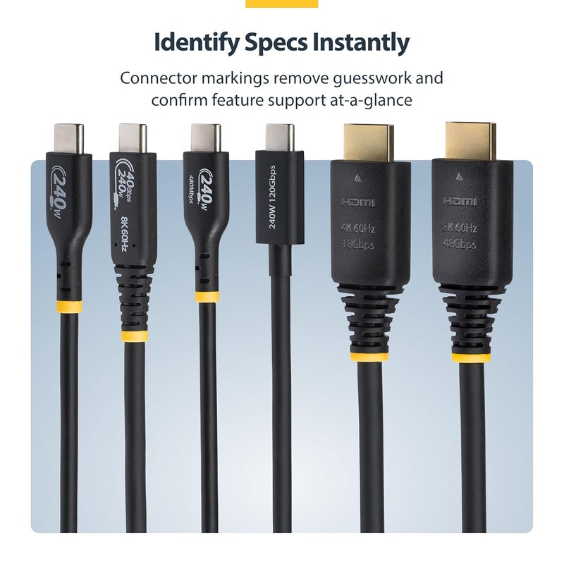 StarTech .com 10ft (3m) Certified Ultra High Speed HDMI Cable, 8K 60Hz/4K 120Hz, HDMI 2.1 Cord with HDR10+ / eARC, 48Gbps - Image 4