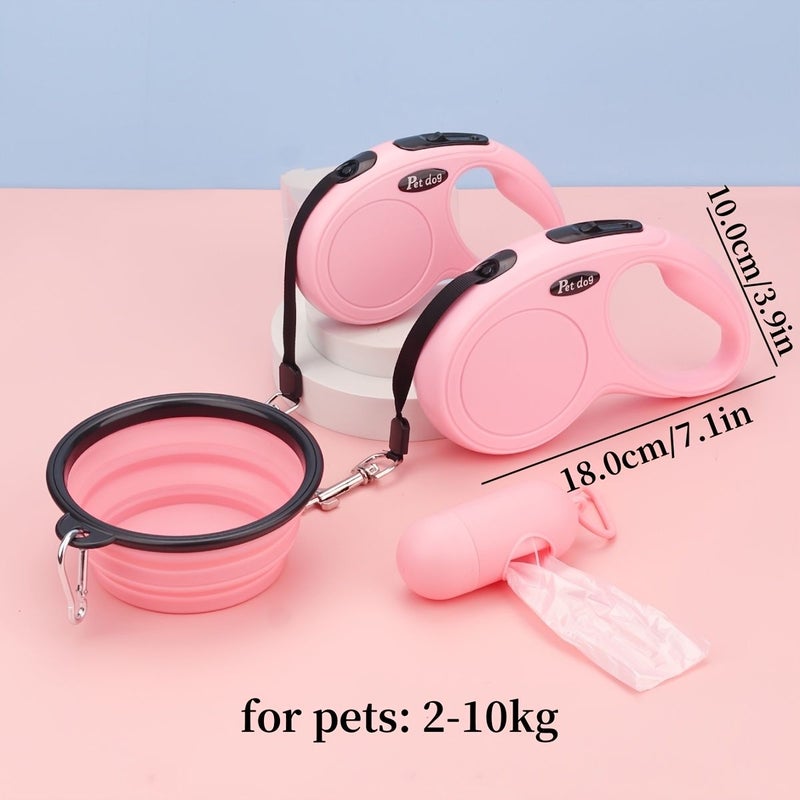 3pcs Green Pet Outing Set Retractable Leash Folding Bowl And Waste Bag For Medium Small Dogs - Image 3