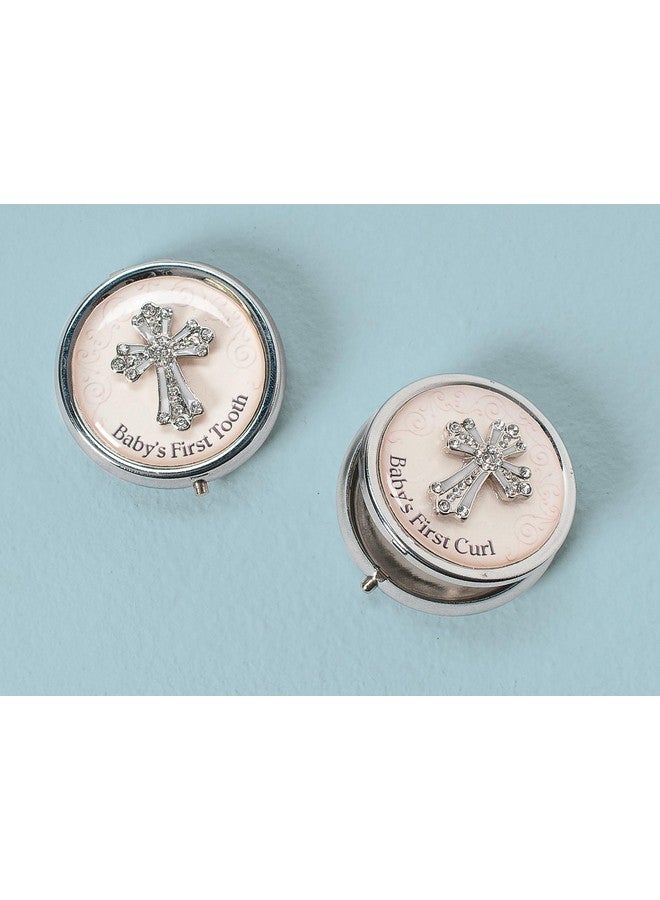 Roman 64655 Set of 2 Enamelled Round Boxes Tooth and Baby's First Curl