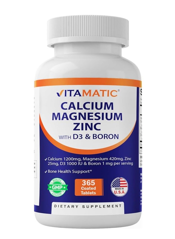 فيتاماتيك مكملات أقراص الكالسيوم والمغنيسيوم والزنك D3 والبورون 365 المغلفة