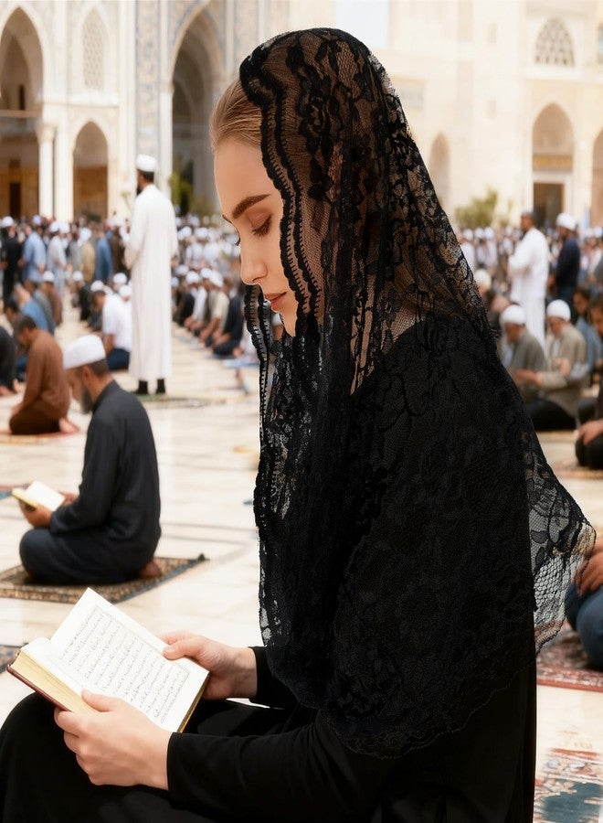 DOCILA Infinity Black Veil Lace Scarf For Women Church Prayer Funeral Wedding Veils Wrap Style Mass Mantilla Head Covering - Image 4