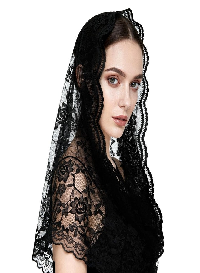 DOCILA Infinity Black Veil Lace Scarf For Women Church Prayer Funeral Wedding Veils Wrap Style Mass Mantilla Head Covering - Image 1