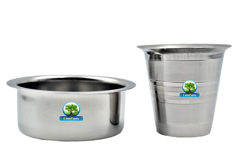 CooPany صانعة القهوة الفلتر الجنوبية الهندية من كوو باني® ستانلس ستيل كومبو 450 مل (6 إلى 8 أكواب) ومجموعة 6 من أكواب القهوة التقليدية من كومباكونام (كوب 150 مل، دابارا 230 مل) - Image 5