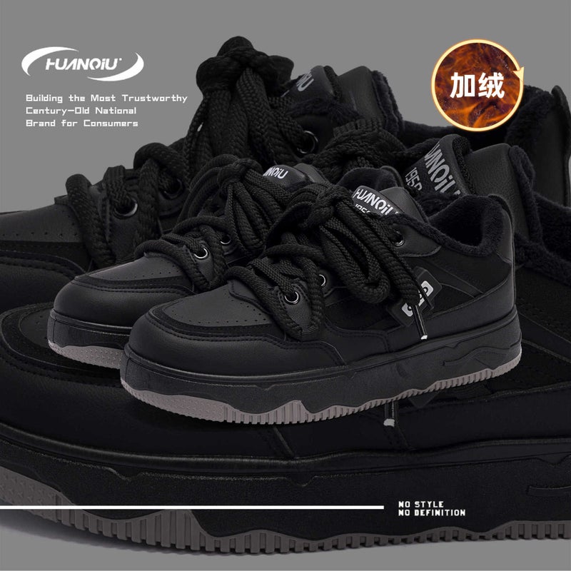 Universal Fleece-Lined Warm Cold-Proof Cotton Shoes Winter Thick-Soled Increased Bread Shoes Black All-Match Board Shoes Zhq5616-2 - Image 4