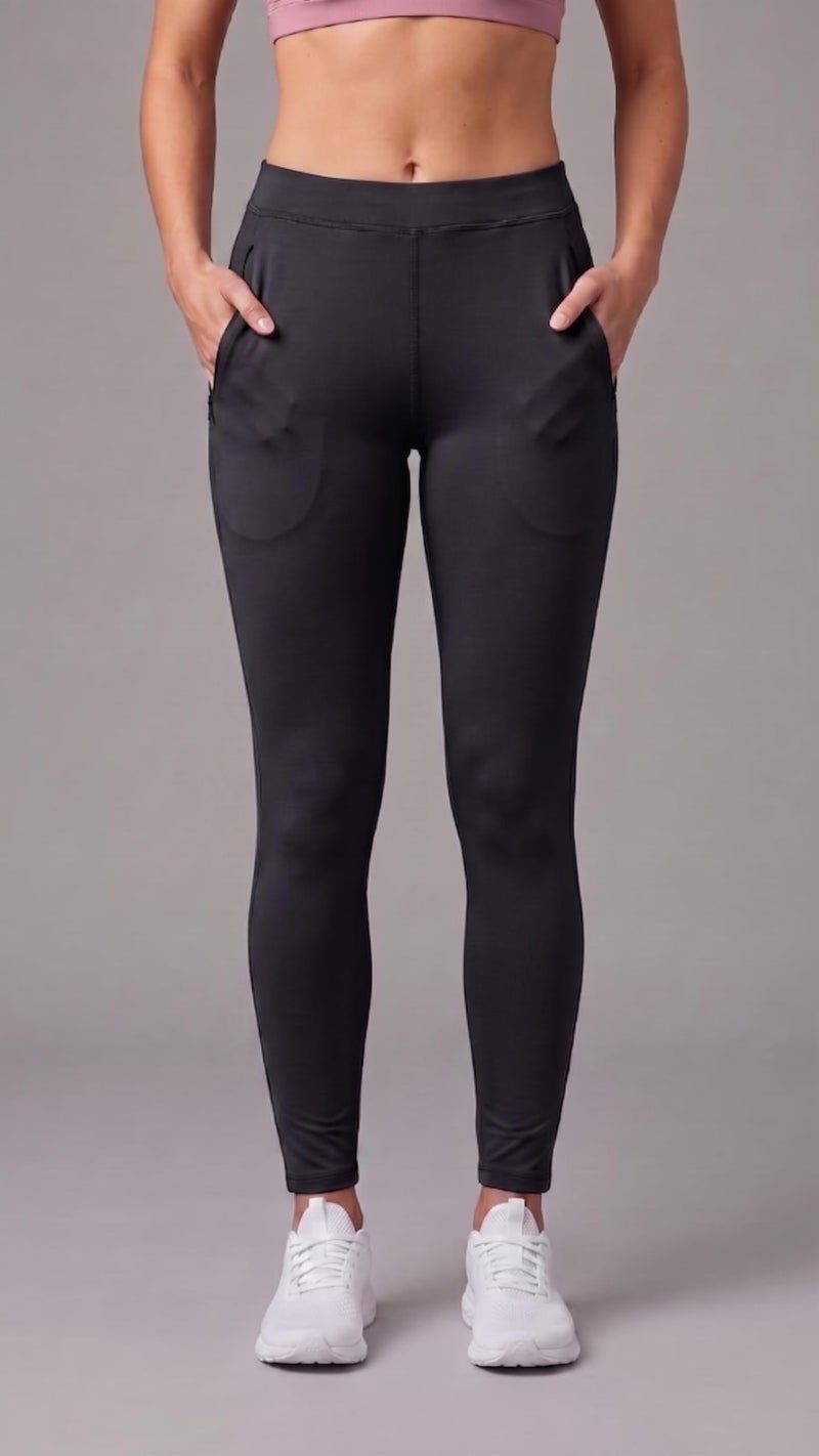 Mehrang Stretchable Yoga Pants for Women & Gym Pants for Women Workout with Mesh Insert & Side Pockets (in, Alpha, M, Black) | Rise Style: High Rise - Image 4