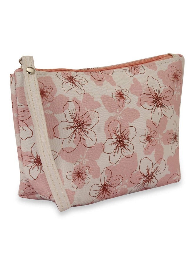 NFI essentials PU Floral Print Makeup Pouch for Women, Stylish Pouches for Makeup Accessories & Travel Organiser, Cosmetic Pouch, Toiletry Make up Bag for Girls Pack of 3 (White, Cream & Pink) - Image 2