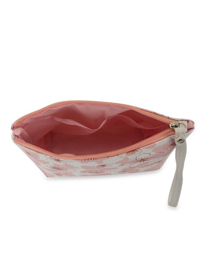 NFI essentials PU Floral Print Makeup Pouch for Women, Stylish Pouches for Makeup Accessories & Travel Organiser, Cosmetic Pouch, Toiletry Make up Bag for Girls Pack of 3 (White, Cream & Pink) - Image 3