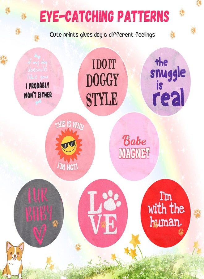 Reginary 8 Pieces Dog Shirts Girl Small Dog Clothes for Chihuahuas Yorkies Female Puppy Shirts Printed Pet Outfit Cute Breathable Soft Valentine's Day Doggie Cat Lovers Gift, Size S - Image 4