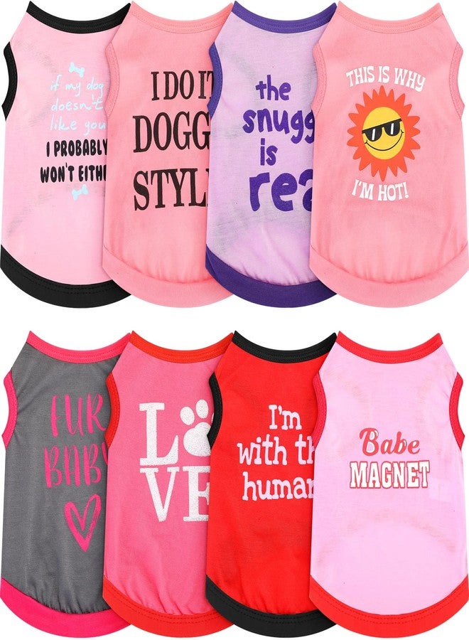 Reginary 8 Pieces Dog Shirts Girl Small Dog Clothes for Chihuahuas Yorkies Female Puppy Shirts Printed Pet Outfit Cute Breathable Soft Valentine's Day Doggie Cat Lovers Gift, Size S - Image 1