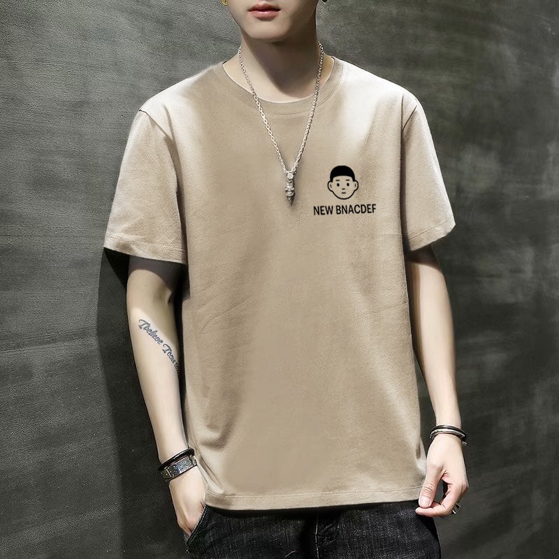 2023 Summer Short-Sleeved Men'S T-Shirt Base Shirt Printed All-Match Top Clothes Round Neck Slim-Fit Short-Sleeved Casual T-Shirt - Image 1