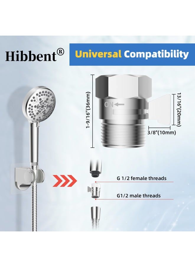 Hibbent 2 Pack Shower Head Flow Control Valve G1/2 Brass Shut-off Valve with Metal Handle Lever Shower Head Valve Water Flow Control Valve Regulator Shut OFF Valve for Hand Shower, or Bidet Sprayer - Image 4