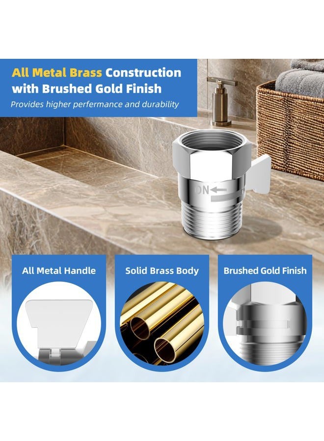 Hibbent 2 Pack Shower Head Flow Control Valve G1/2 Brass Shut-off Valve with Metal Handle Lever Shower Head Valve Water Flow Control Valve Regulator Shut OFF Valve for Hand Shower, or Bidet Sprayer - Image 2