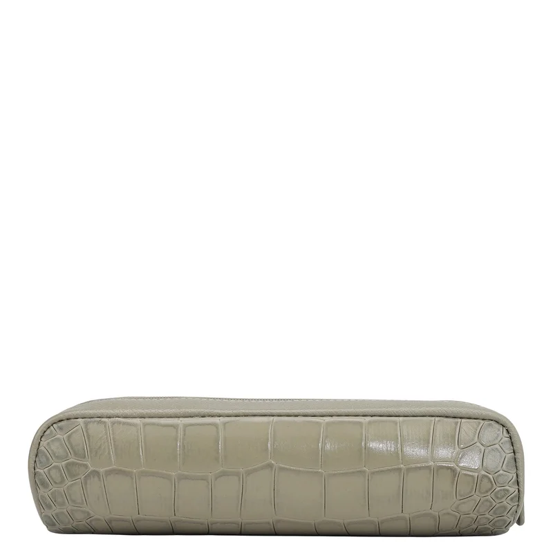 Da Milano Stone Grey Croco Franzy Leather Multi Pouch - Stone Grey  | Best Price UAE