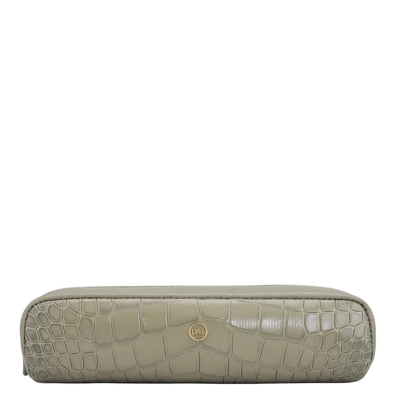 Da Milano Croco Franzy Leather Multi Pouch - Stone Grey