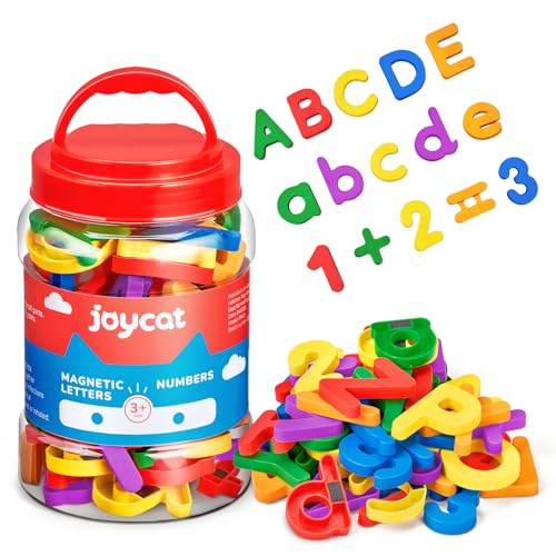 JoyCat 104 Pieces Magnetic Letters Numbers Alphabet Fridge Magnets ABC 123 Preschool Educational Learning Plastic Colorful Toy Set Uppercase Lowercase Math Symbols for Toddlers Kids 3 - Image 1