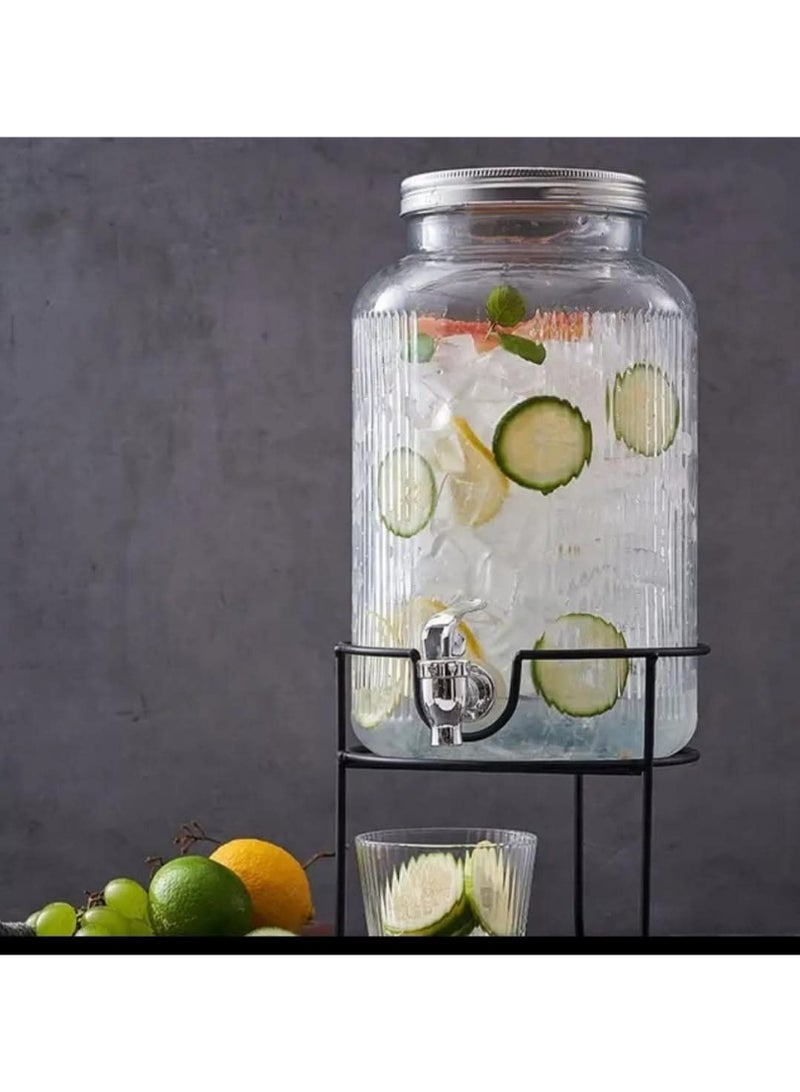 ديسبنسر عصائر علي استاند معدن  وحنفيه اكليرك زجاج مضلع شكل جذاب وعصري - Image 2