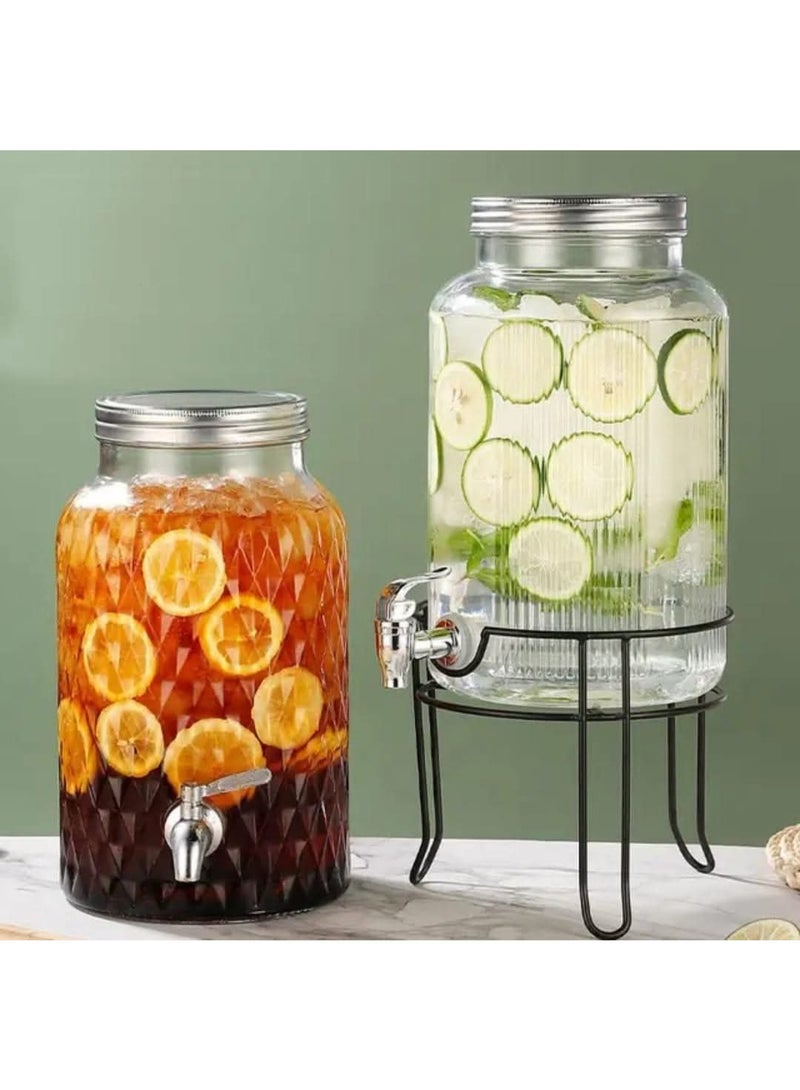 ديسبنسر عصائر علي استاند معدن  وحنفيه اكليرك زجاج مضلع شكل جذاب وعصري - Image 4