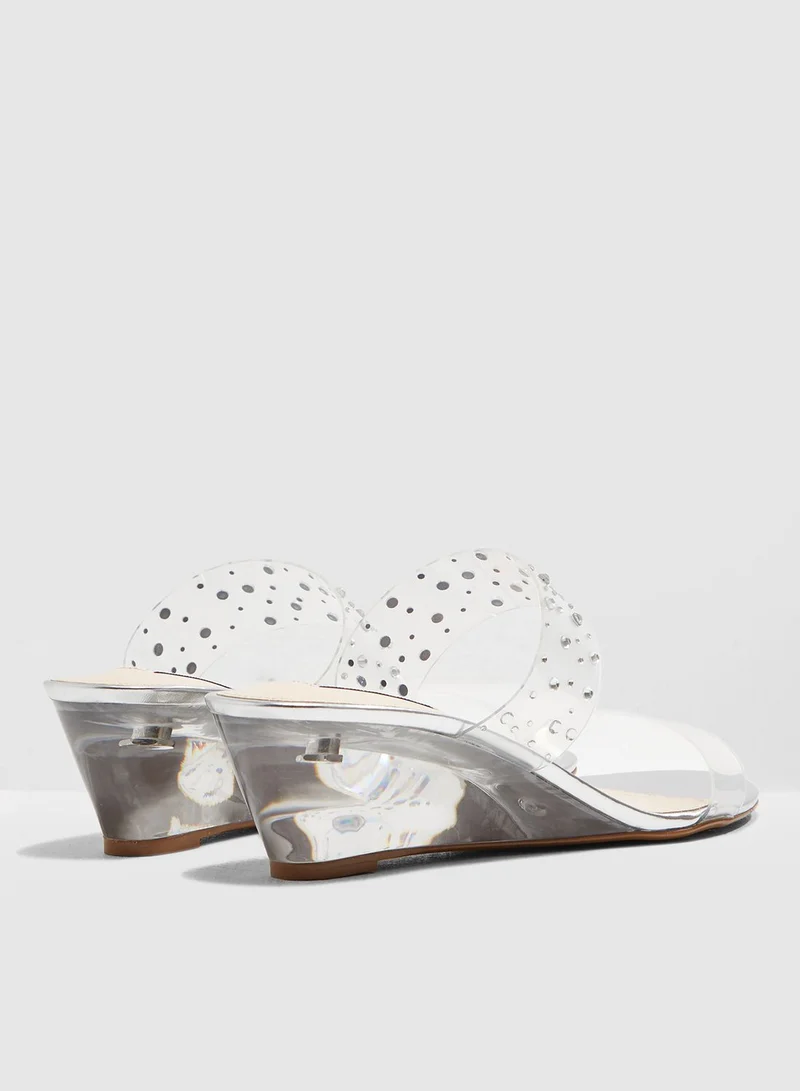 STEVE MADDEN Vana Wedge Sandal-Silver