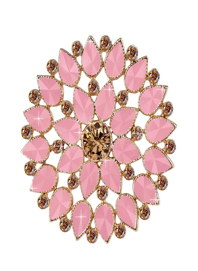 JFL - Jewellery for Less Fashion Gold Tone Floral CZ LCD Diamond Studded Adjustable Finger Ring for Women & Girls(Baby Pink),Valentine - Image 1