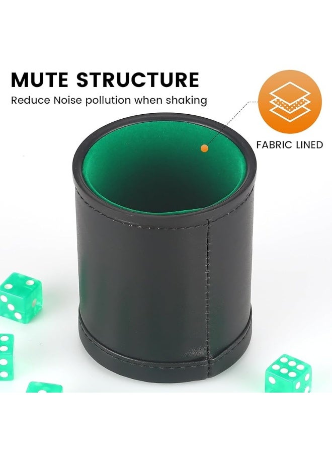 RERIVER 5 Pack PU Leather Dice Cups Velvet FeltLined Shaker Cups with 30 Dot Dice for Bar Party Yahtzee Farkle Dice Games - Image 4