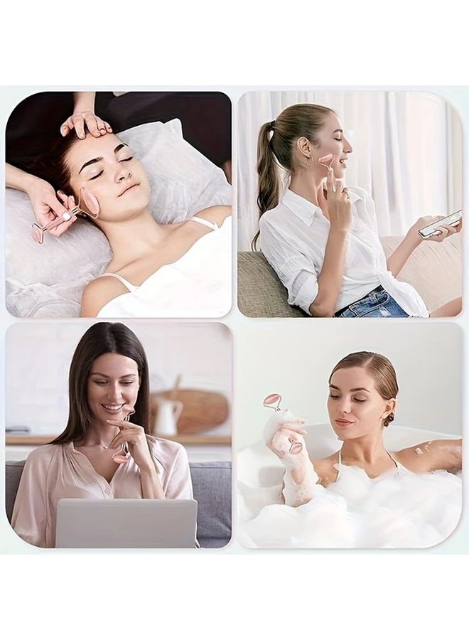Pink Resin Gua Sha Massage Tool And Facial Roller Set Manual Relaxation Tools - Image 5