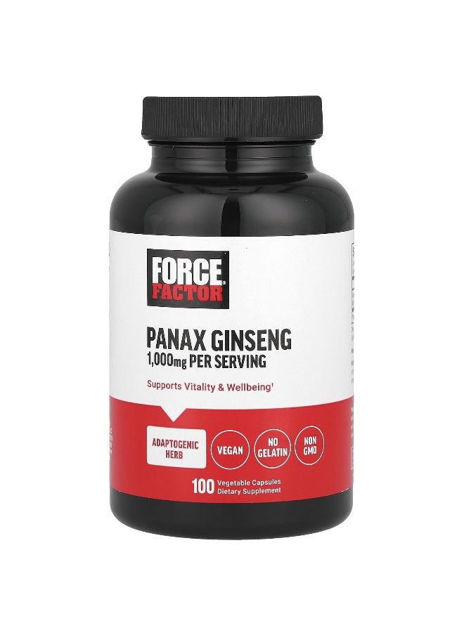 Force Factor Force Factor, Panax Ginseng, 1,000 mg, 100 Vegetable Capsules (500 mg per Capsule) 