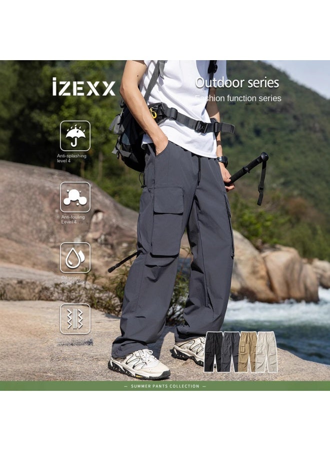 Izexx Fashion Brand Summer New Three-proof Outdoor Paratrooper Pants Casual Straight All-match Waterproof Sports Casual Pants Men - Image 2