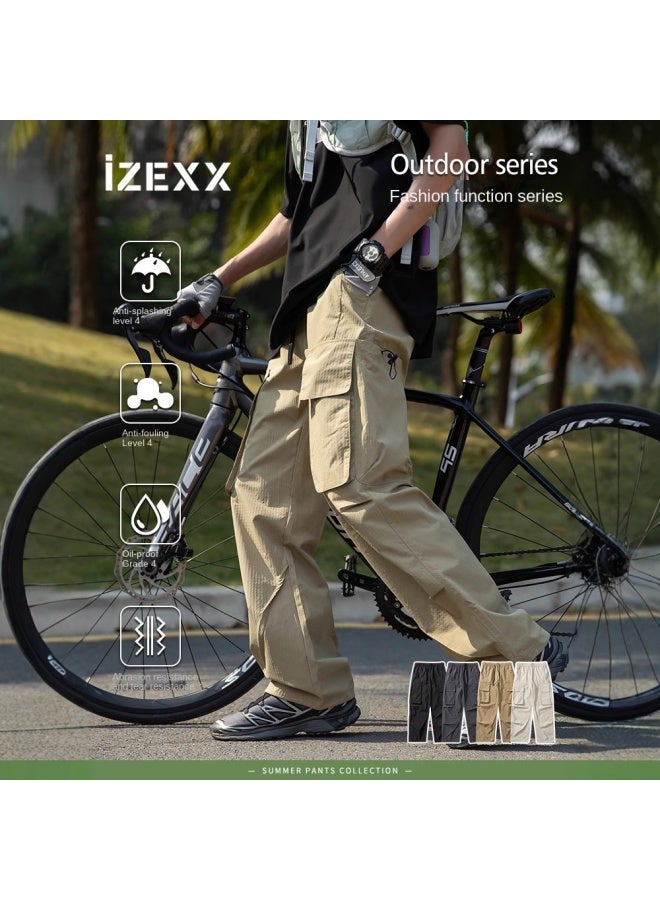 Izexx Fashion Brand Summer New Three-proof Outdoor Paratrooper Pants Casual Straight All-match Waterproof Sports Casual Pants Men - Image 3