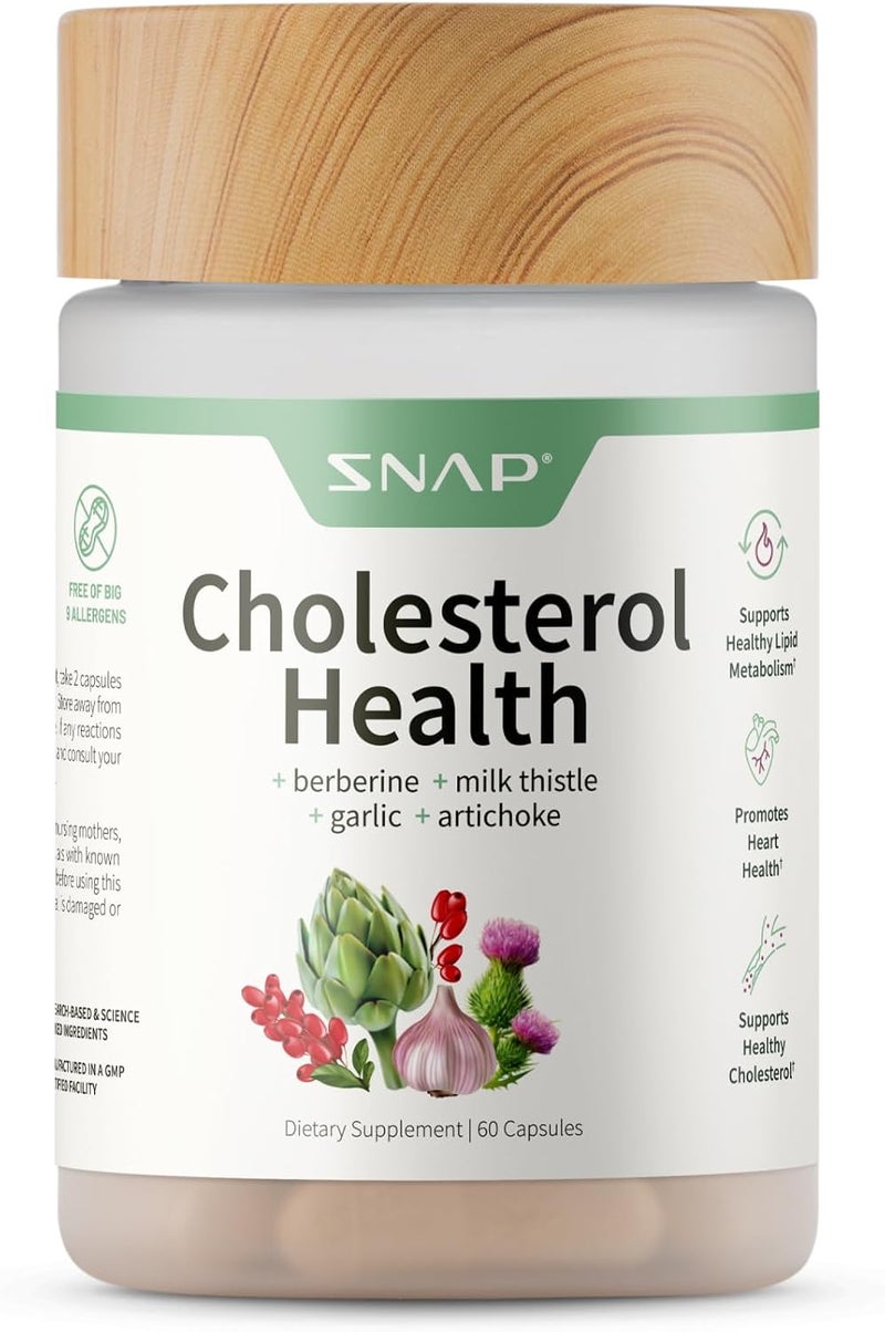 Snap Supplements Cholesterol Health  Support Healthy Cholesterol Levels and Natural Heart Health 60 Capsules - Image 1