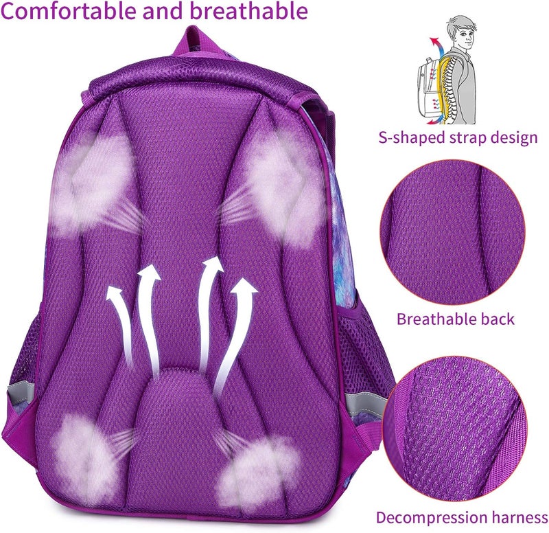 Cusangel Kids Backpack for Girls Preschool Elementary Kindergarten Mermaid School Bag 15.6″ Multifunctional Cute Large Capacity - Image 5