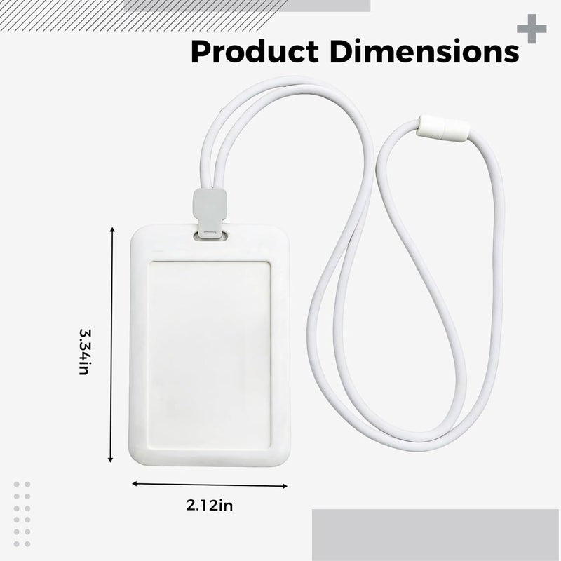 Vertical Badge Holder with White Id Card, Round Cord Lanyard, Neck Lanyard, Adjustable, Minimalist Design - Image 3