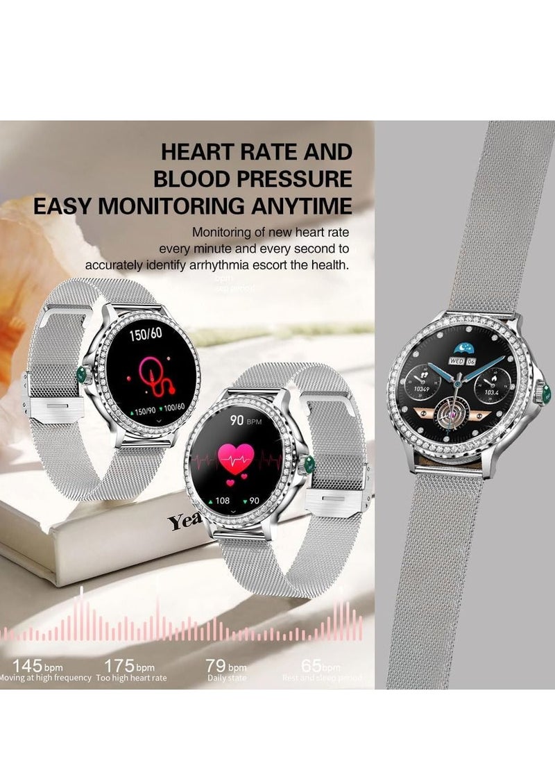 DMG TECH Smart Watch for Women IP68 Waterproof Multiple sports modes Fitness Watches(Silver)  - Image 1