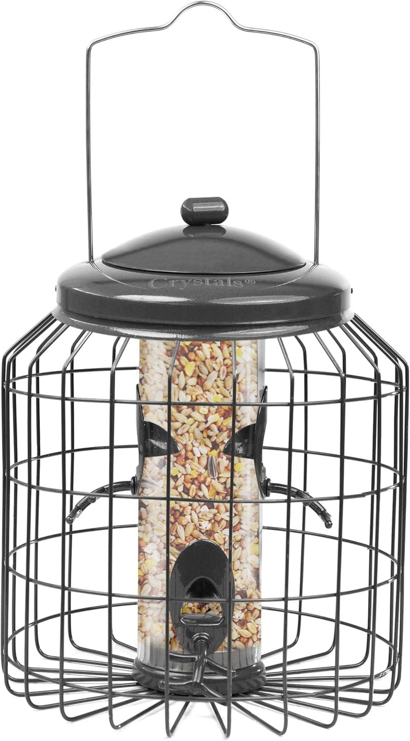 Crystals ® Bird Feeder Squirrel Proof – Hanging Metal Bird Feeder with Cage – Peanut Bird Feeder & Bird Seed Feeder – Anti Squirrel Bird Cage Feeder for Garden – Small & Large Bird Feeder - Image 1