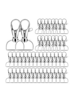 SYOSI 40 Pcs Lobster Clasp 360° Swivel Lobster Clasp Keychain with D Rings Premium Silver Metal Clasps for Lanyards or DIY Handcraft  - Image 1