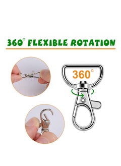 SYOSI 40 Pcs Lobster Clasp 360° Swivel Lobster Clasp Keychain with D Rings Premium Silver Metal Clasps for Lanyards or DIY Handcraft  - Image 5