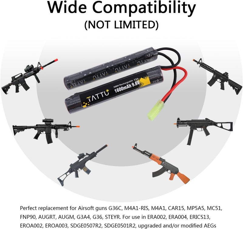 TATTU 9.6V NiMH Battery 1600mAh Butterfly Nunchuck Stick Rechargeable Battery Pack with TMY Connector for Airsoft ICS CA TM SRC JG G36 G&M733 - Image 3