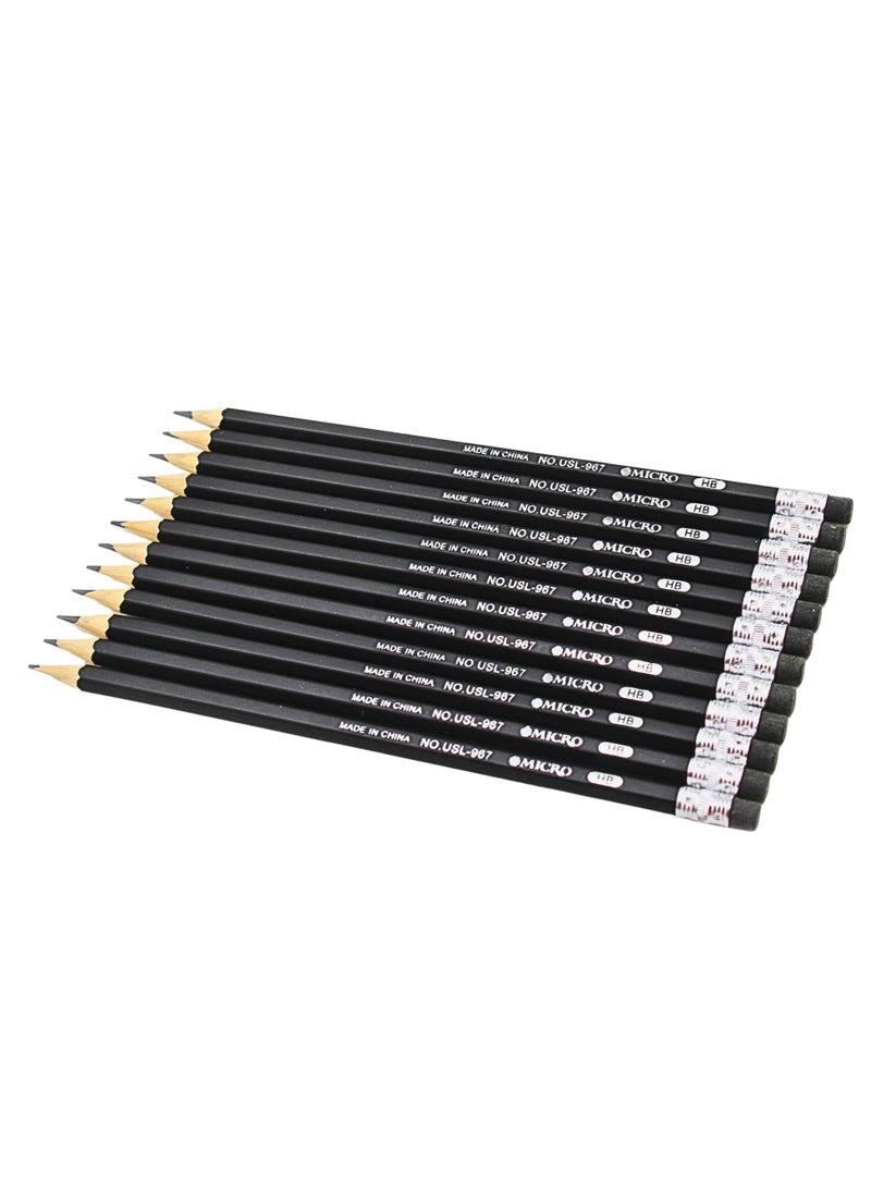 MICRO HB Advanced Graphite Pencils, Black,  Pack of 12, For Artists - Image 1