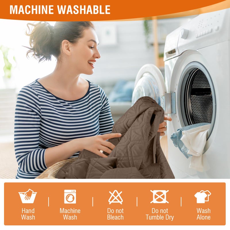 Vansofy الأريكة المقاومة للماء الأريكة أريكة أريكة أريكة أريكة واحدة قابلة للغسل غطاء الأريكة غطاء الأريكة غير القابلة للانزلاق مع جيب الأشرطة المرنة للحيوانات الأليفة الكلاب (بني 3 مقاعد) - Image 5